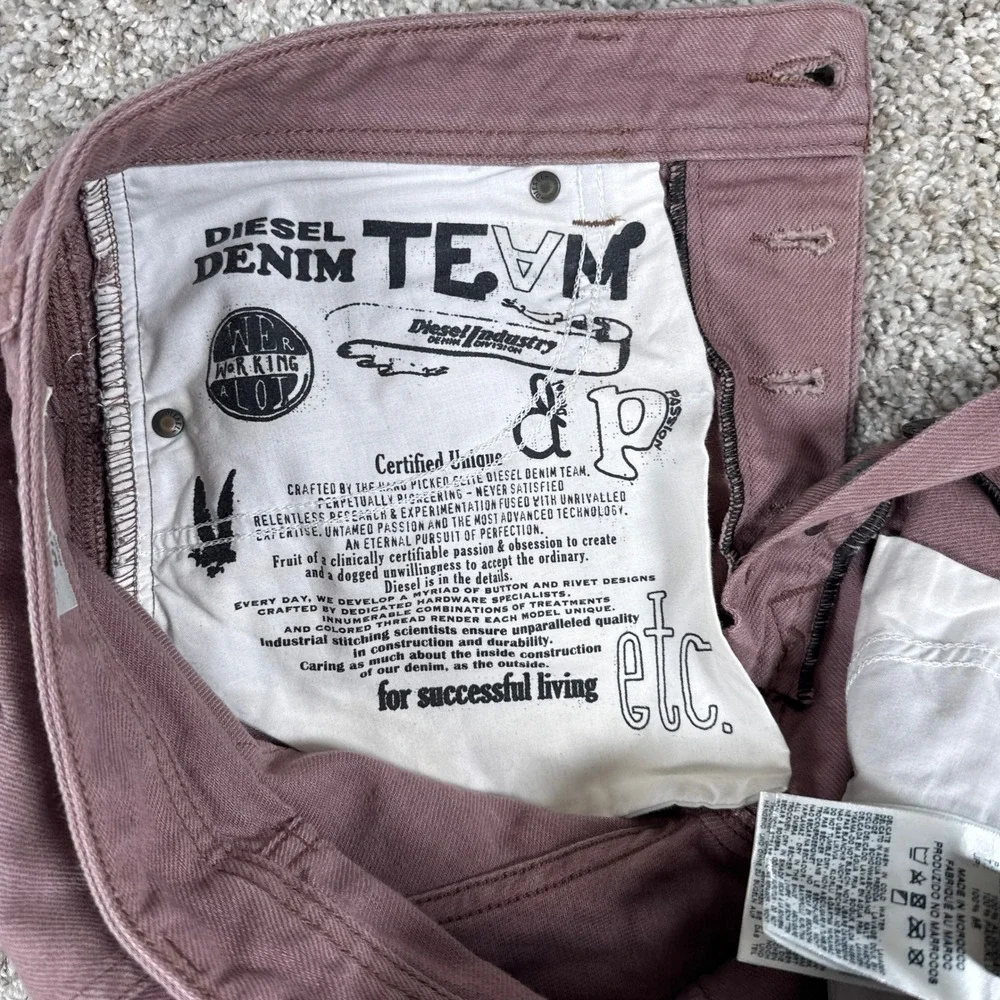 Diesel Jeans‎ Mens 29x32 Purple Mauve Darron Cotton Slim Tapered Button Fly